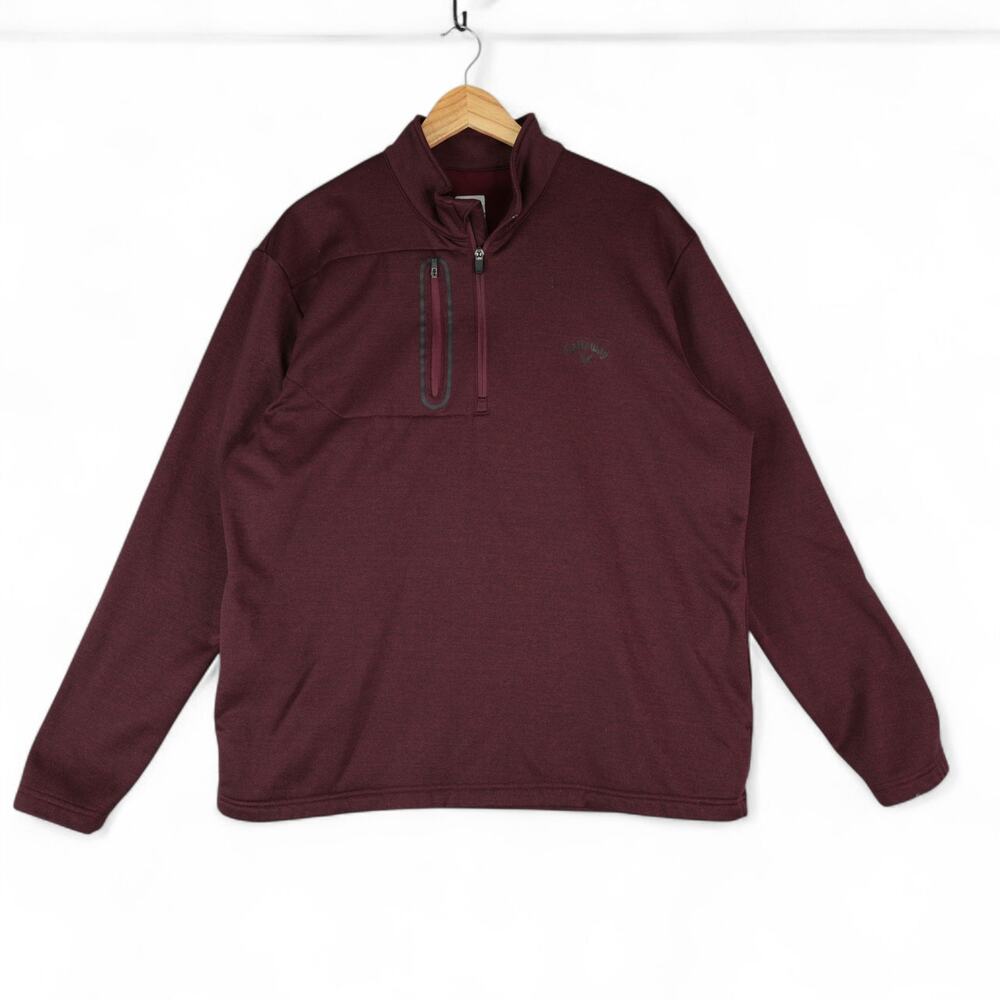 Callaway Quarter Zip Tech Fleece Mens XL Burgundy Athletic Golf Long Sleeve